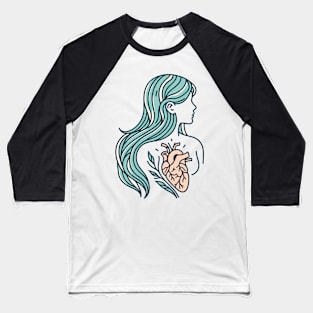 Blue Woman Heart Baseball T-Shirt